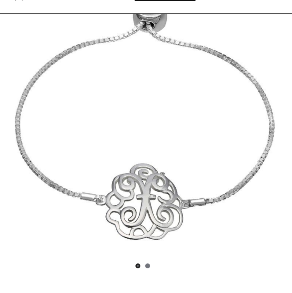 Primrose brand Sterling Silver monogram slide closure bracelet